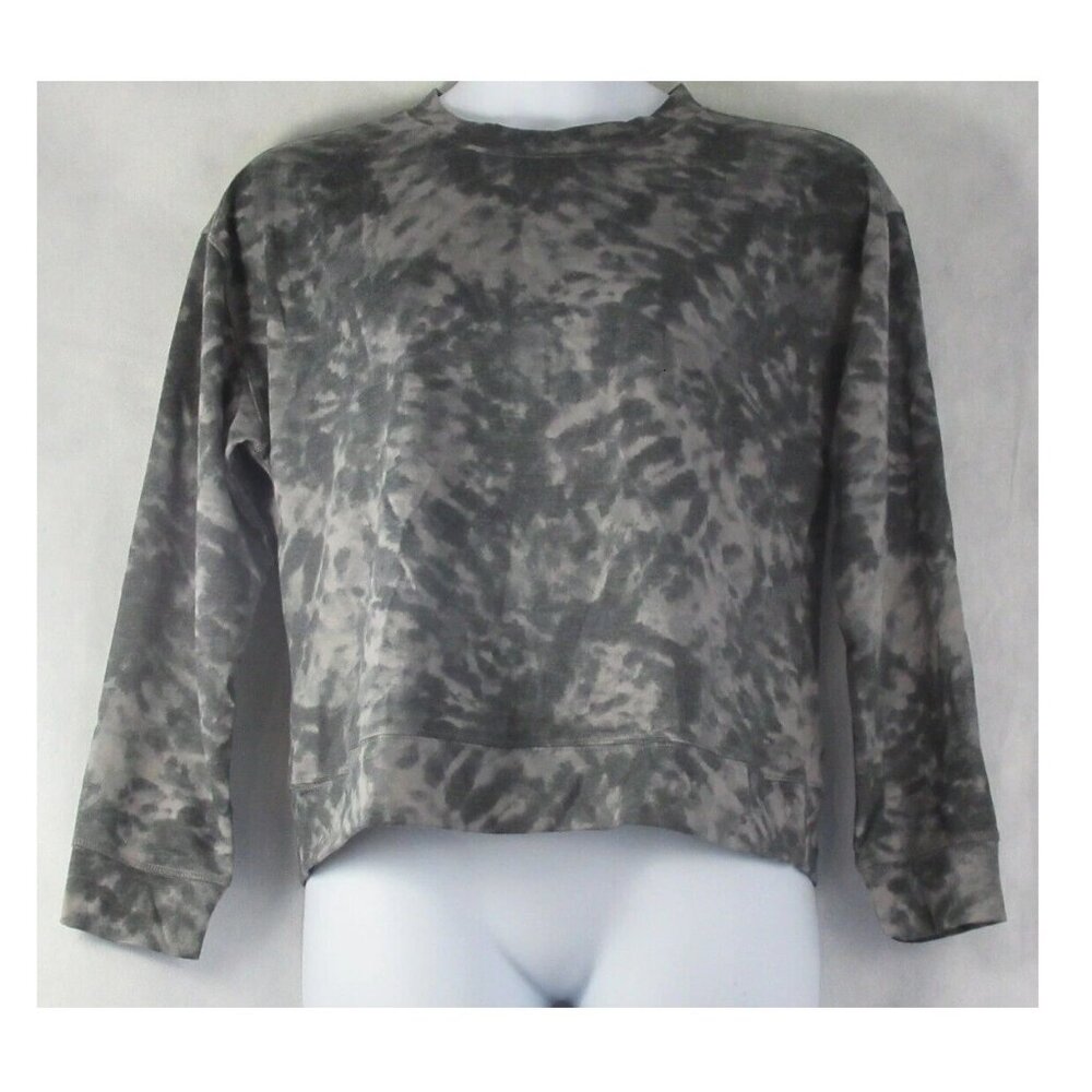 Jenni Women's Soft Long Sleeve Lounge Pajama Top T-Shirt, Gray Tie Dye, Medium
